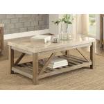 Ridley Cocktail Table with Marble Top - Weathered Wood Finish